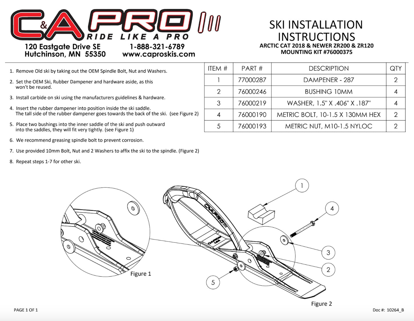 C&A PRO Ski Mount Kit For 2018 & Newer Arctic Cat ZR120 & ZR200