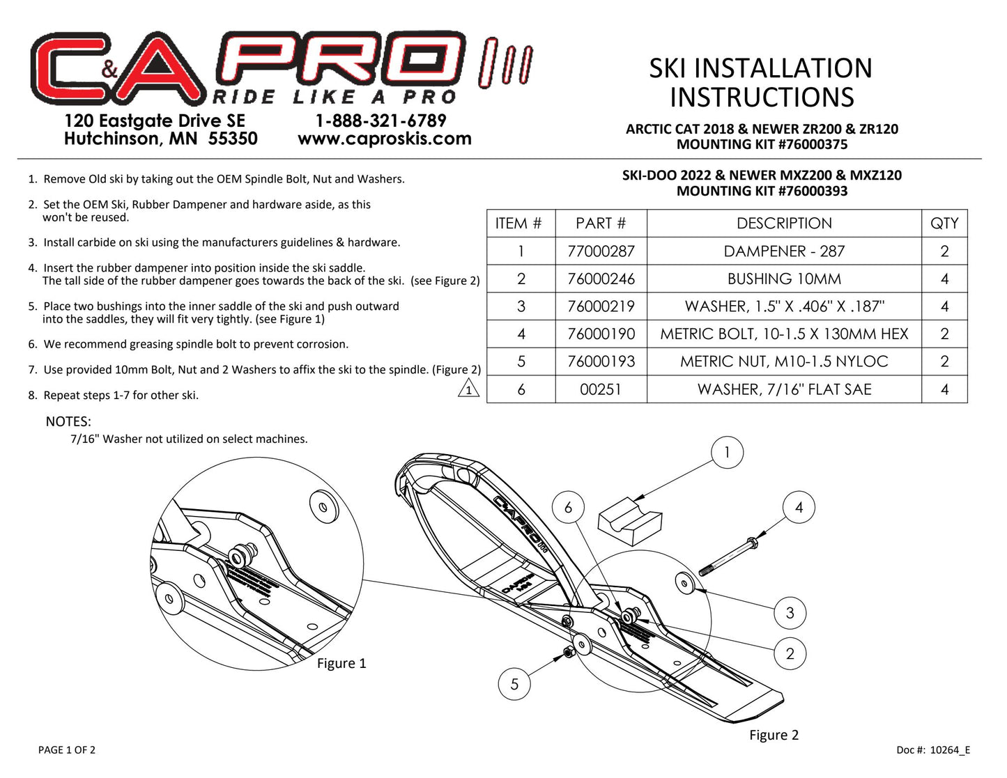 C&A PRO Ski Mount Kit For 2023 & Newer Ski Doo 120 & 200 Snowmobiles