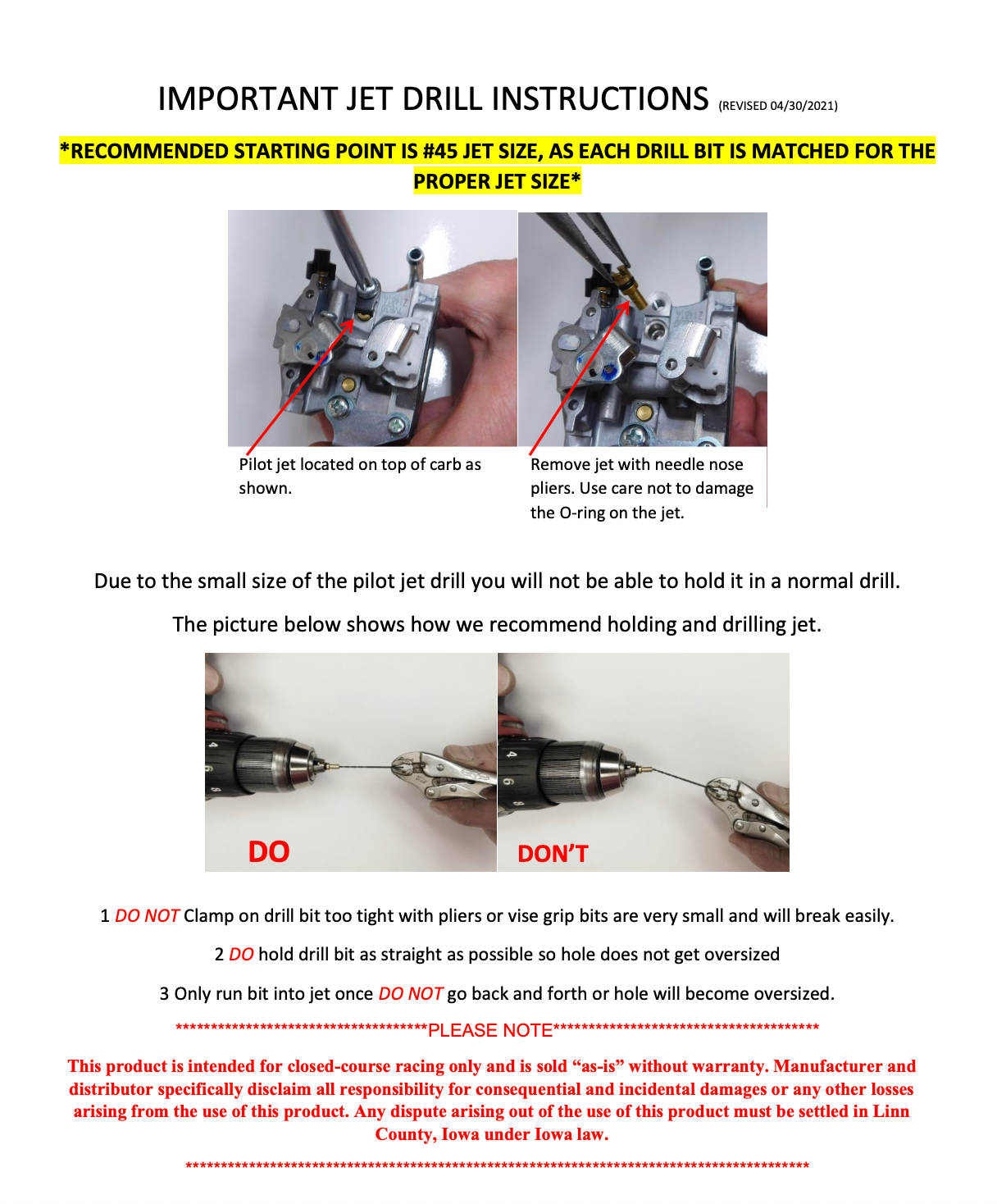 200 PILOT JET DRILL KIT (2019 & OLDER ONLY)