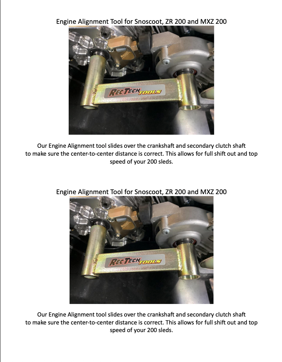 Engine Alignment Tool for Snoscoot, ZR 200 & MXZ 200