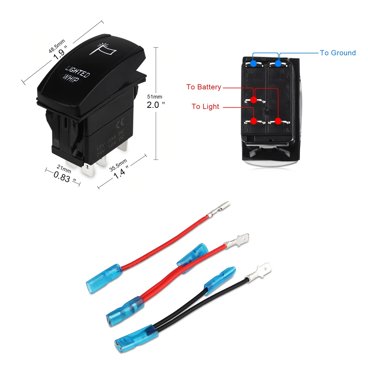 4' LED Whip Elite HD II Single Whip Magnetic Mount