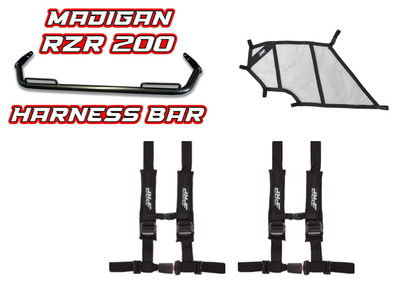 Polaris RZR 200 Safety Bundle - Madigan Harness Bar, PRP Harness & Window Net Bundle