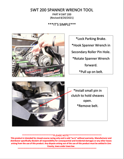 Spanner Wrench for 200 Secondary Clutch