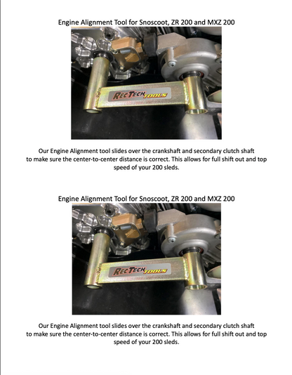 Engine Alignment Tool for Snoscoot, ZR 200 & MXZ 200