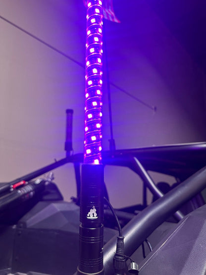 4' LED Whip Xtreme Pro Pair - RGB Twisted Poly Tube Encased
