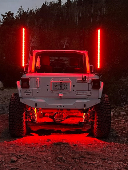 4' LED Whip Xtreme Pro Pair - RGB Twisted Poly Tube Encased