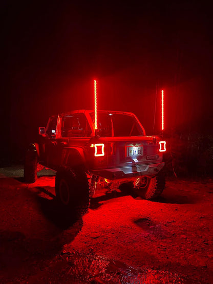 3' LED Whip Xtreme Pro Pair - RGB Twisted Poly Tube Encased